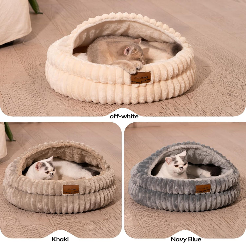 CHEERPALS Cat Cave Bed for Indoor Cats Covered Hooded Pet Bed with Cushion