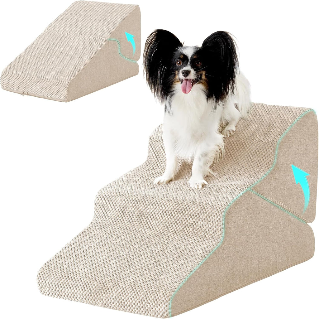 Dog Stairs for Bed 23'' H, 5-Step Dog Steps for High Bed, Grey