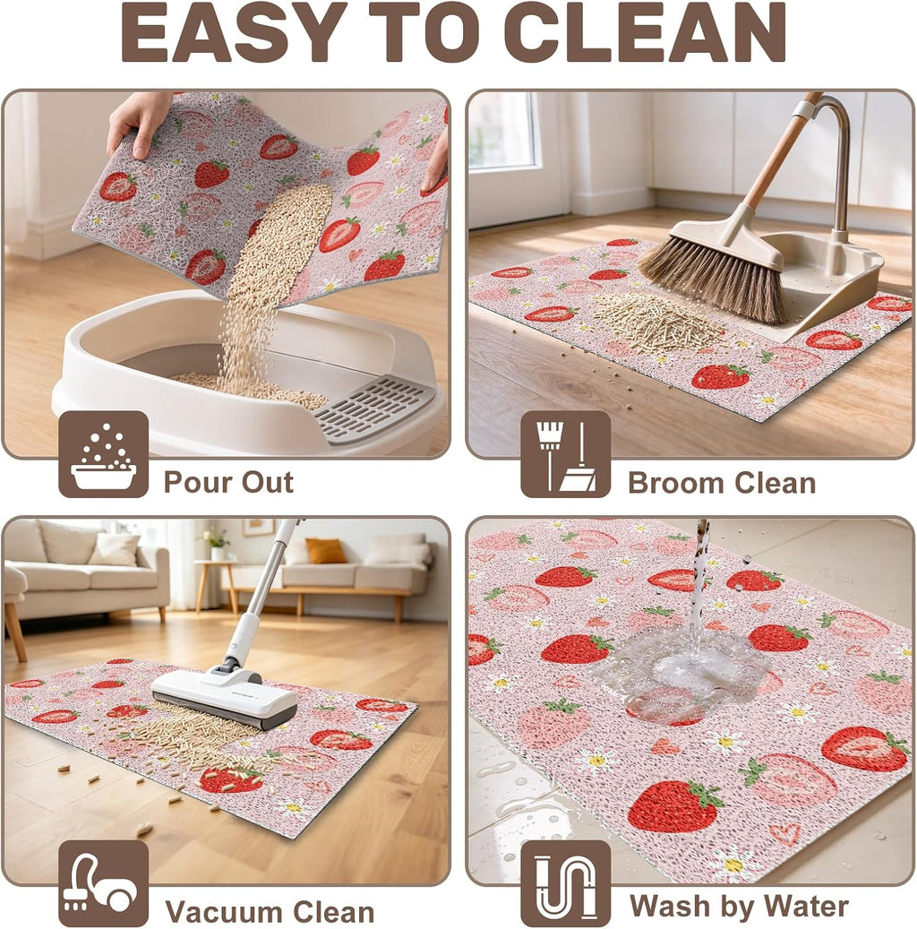 Cat Litter Mat, 24" x 16" Cute Litter Box Trapping Mat