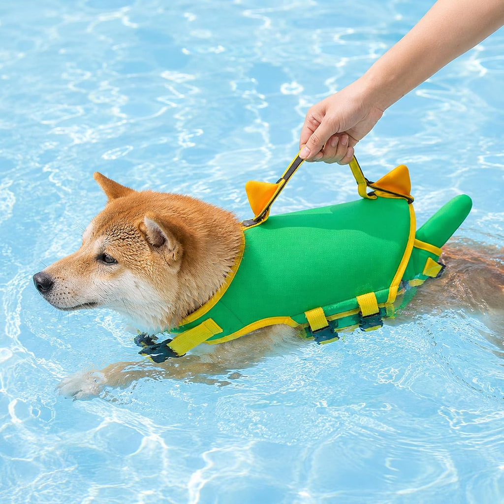 Dog Life Jacket with Chin Float Dinosaur Life Vest for Dogs