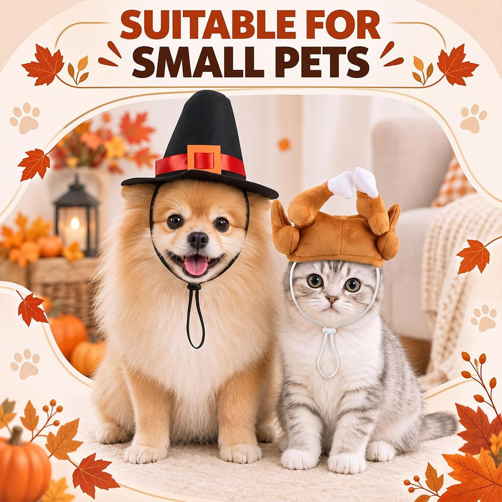Shinymoon 3 Pcs Thanksgiving Turkey Hat for Dog Cat, Turkey, Felt