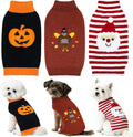 3 Pack Dog Halloween Thanksgiving Christmas Holiday Sweater for Dogs (Medium)