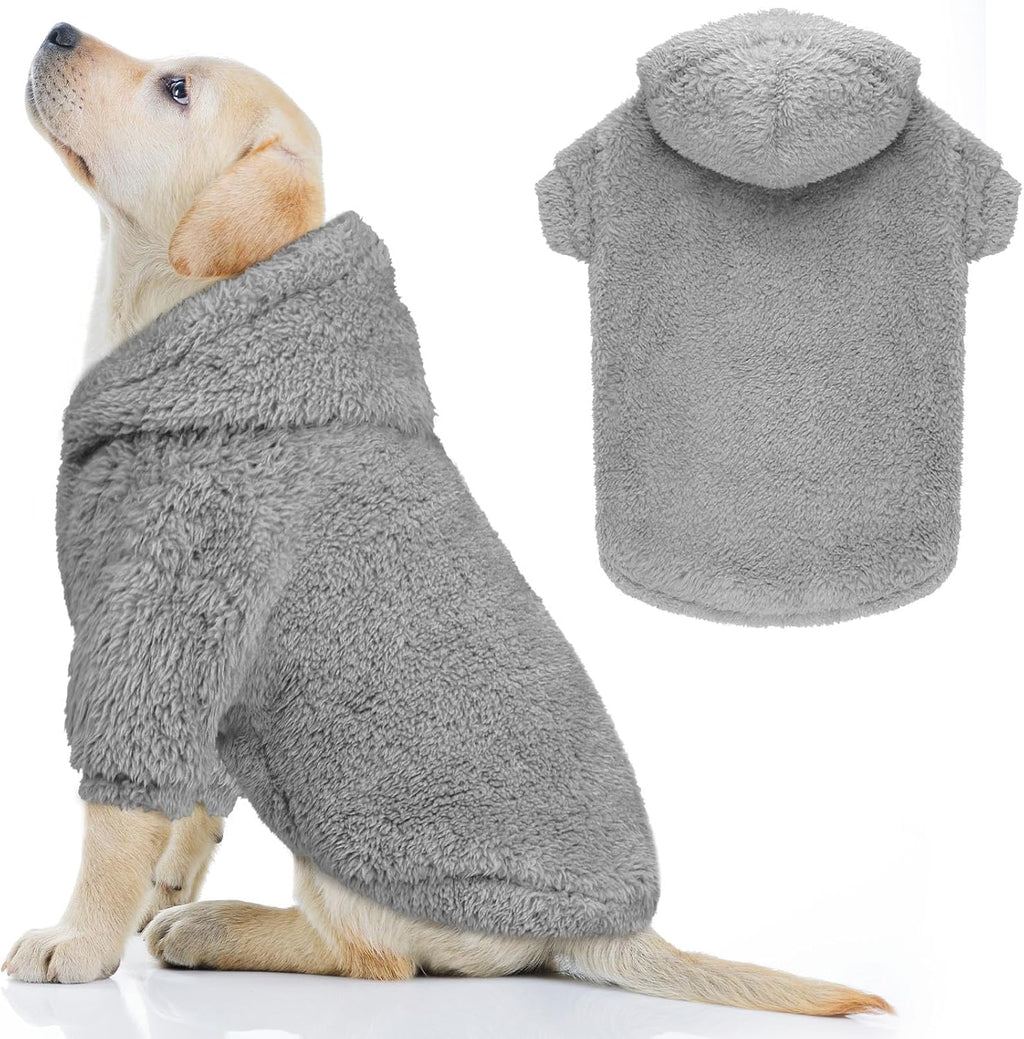 Fuzzy Dog Sweaters - Soft Double-Sided Plush Fleece Dog Hoodie - Pink-M