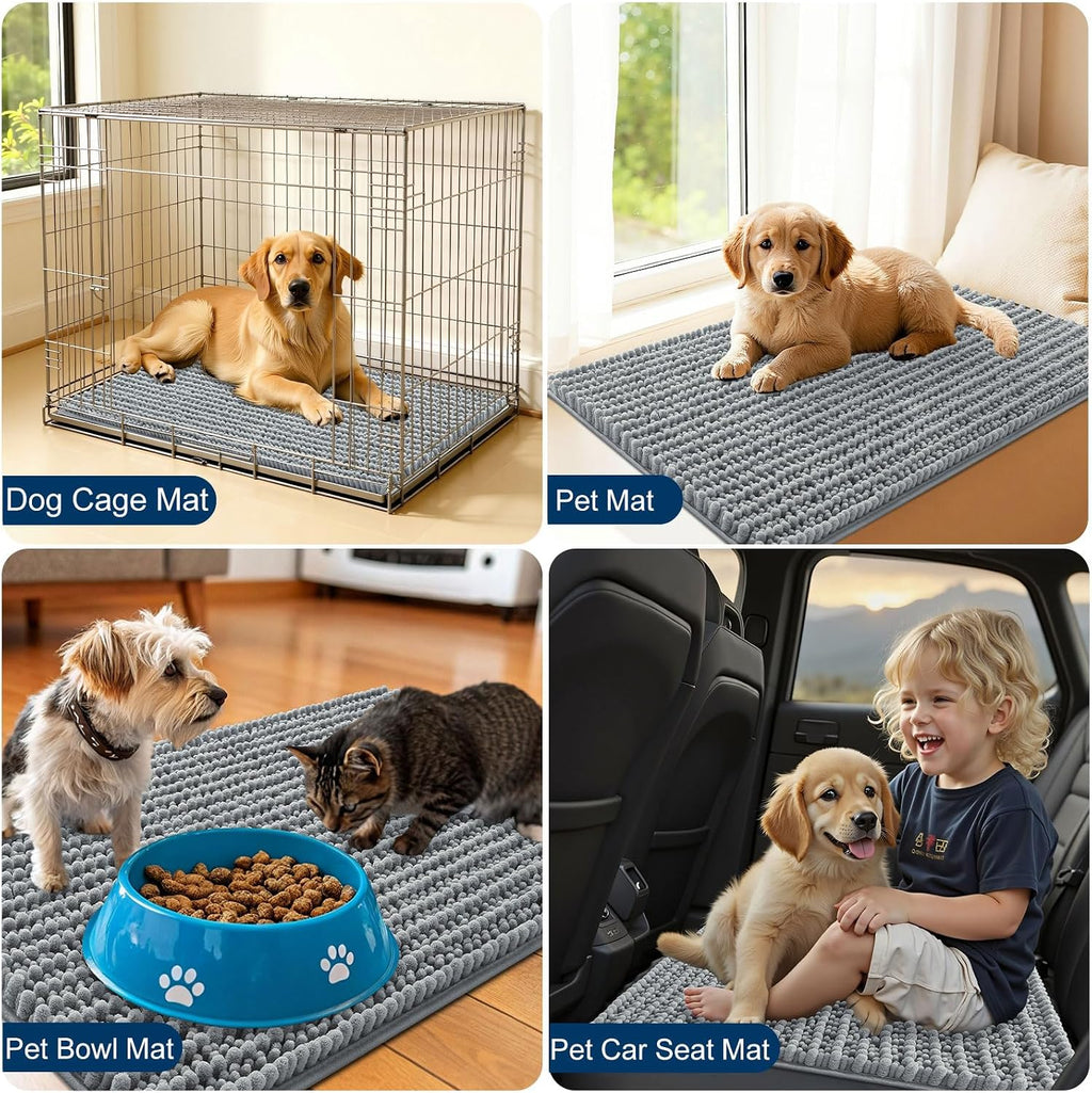 OLANLY Dog Door Mat for Muddy Paws 30x20, Ultra-Absorbent Chenille Mud Mat