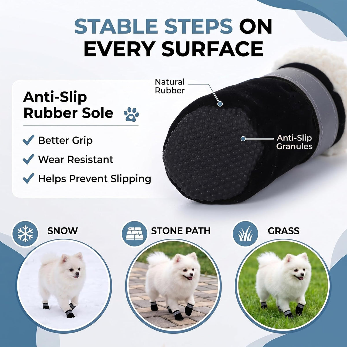 Fecialy Dog Shoes for Winter, Dog Snow Boots & Paw Protectors Warm Booties for Small Medium Dogs Puppies