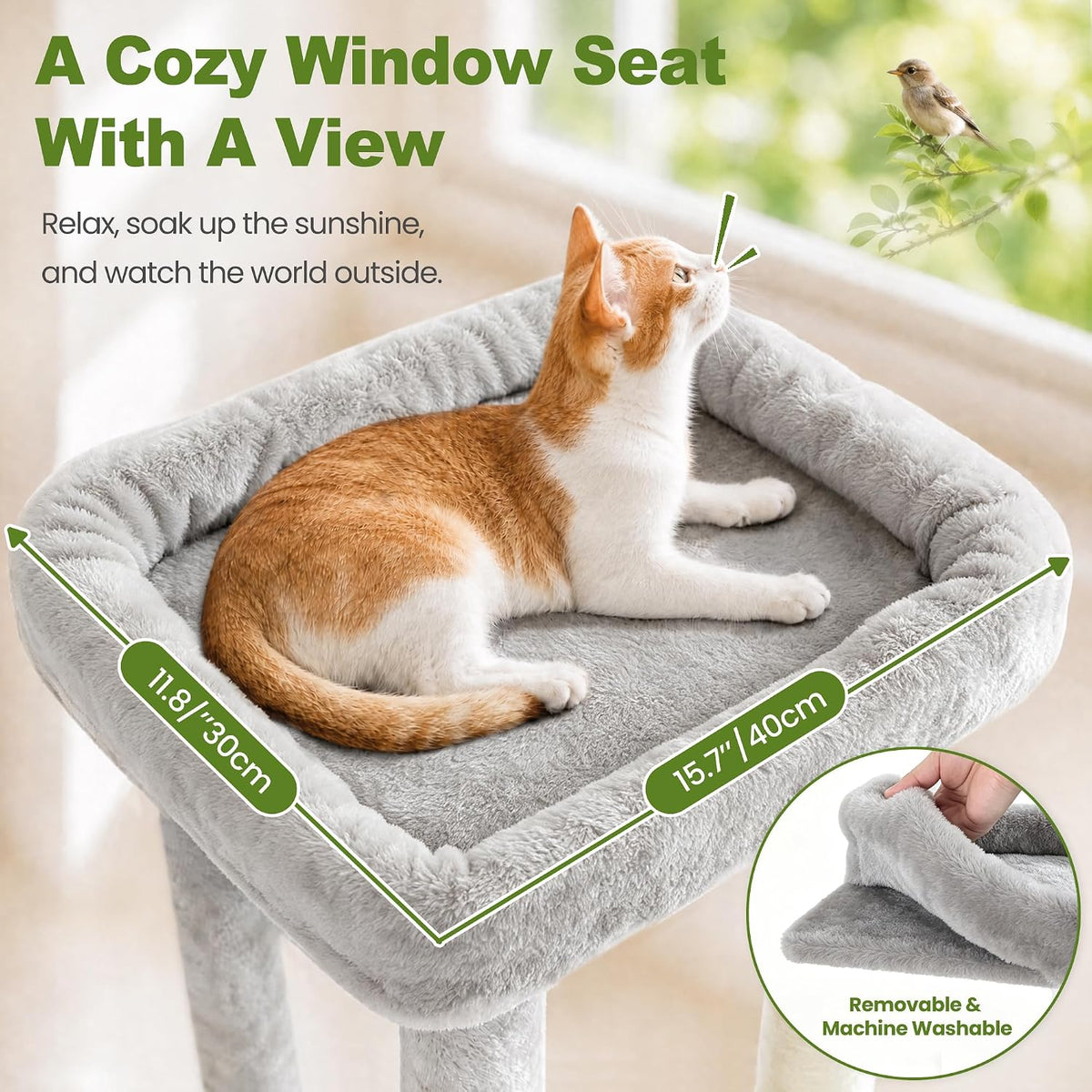 Small Cat Tree Tower for Indoor Cats, 40 in Multi-Level Cat Scratching Post