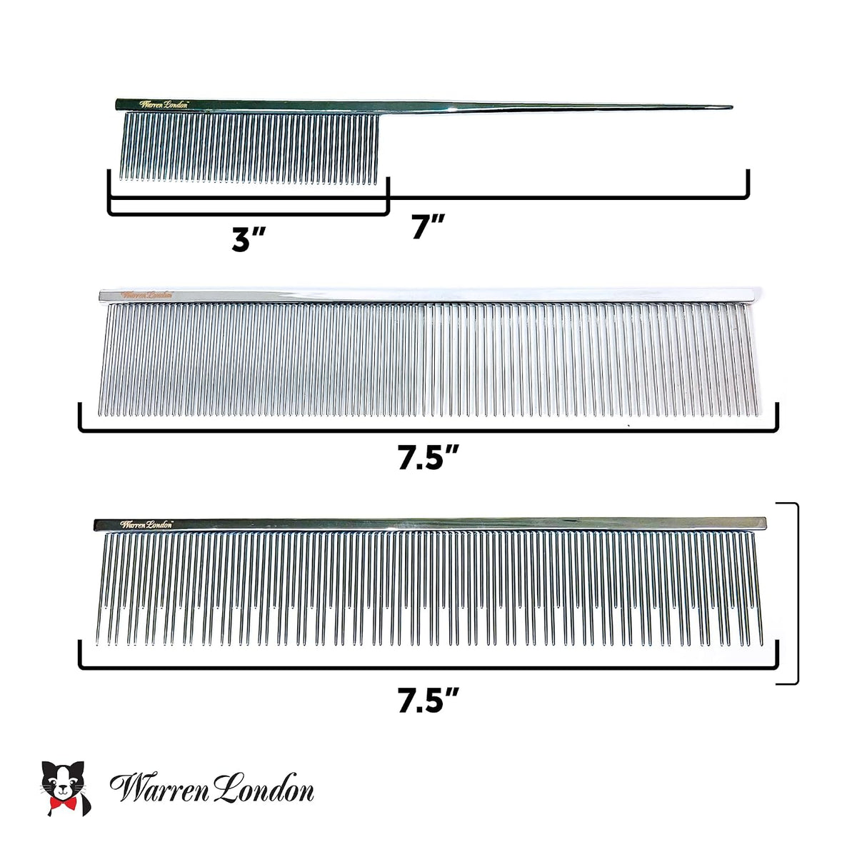 Warren London Carding Cat Comb | 7.5 inches made with Copper | Rounded Tips Prevent Irritation | Dual Tooth Design for S