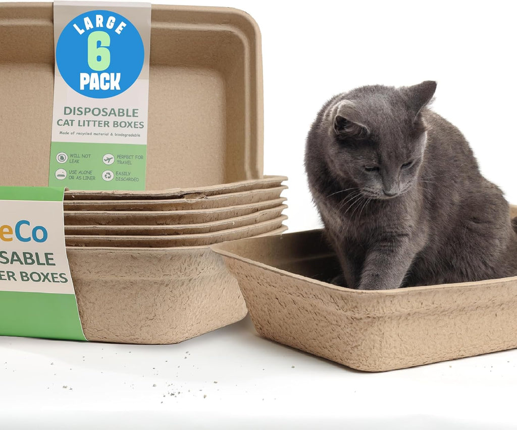 CallieCo Disposable Cat Litter Boxes Large 6 Pack Leak Resistant