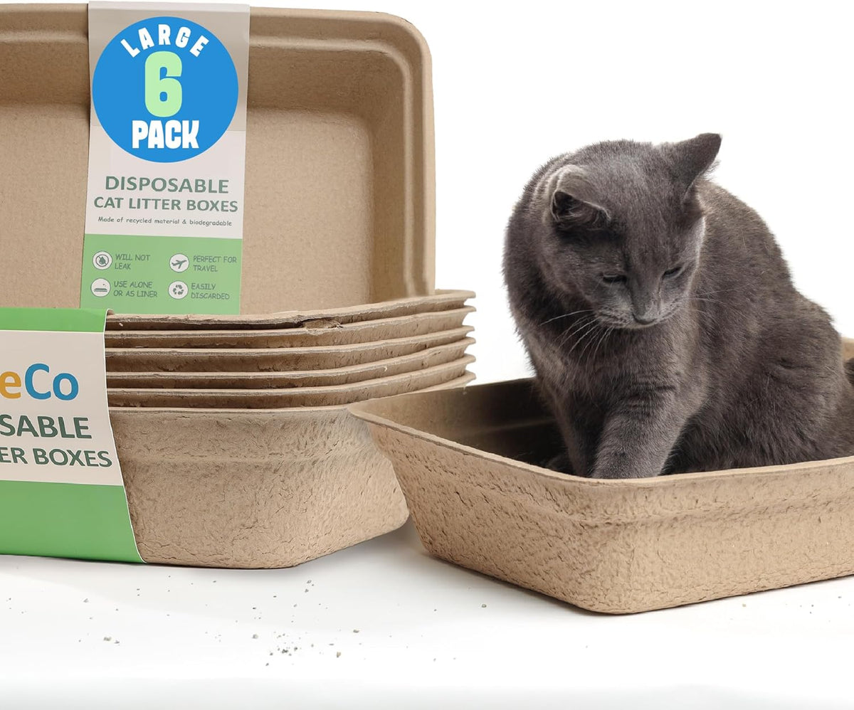 CallieCo Disposable Cat Litter Boxes Large 6 Pack Leak Resistant