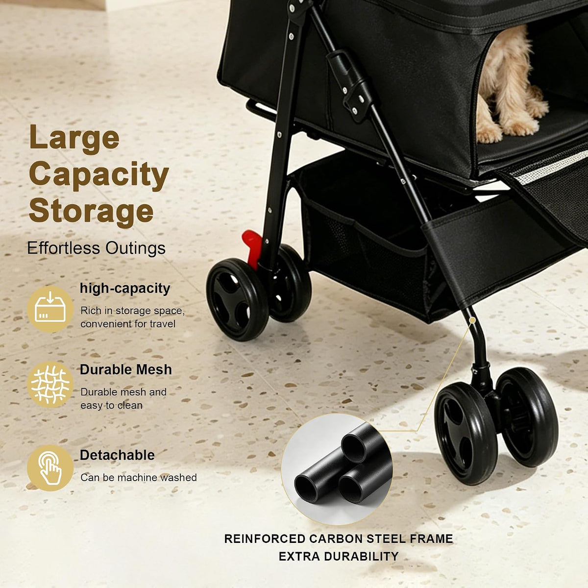 Dog Stroller for Small Dogs and Cats, Foldable Pet Stroller
