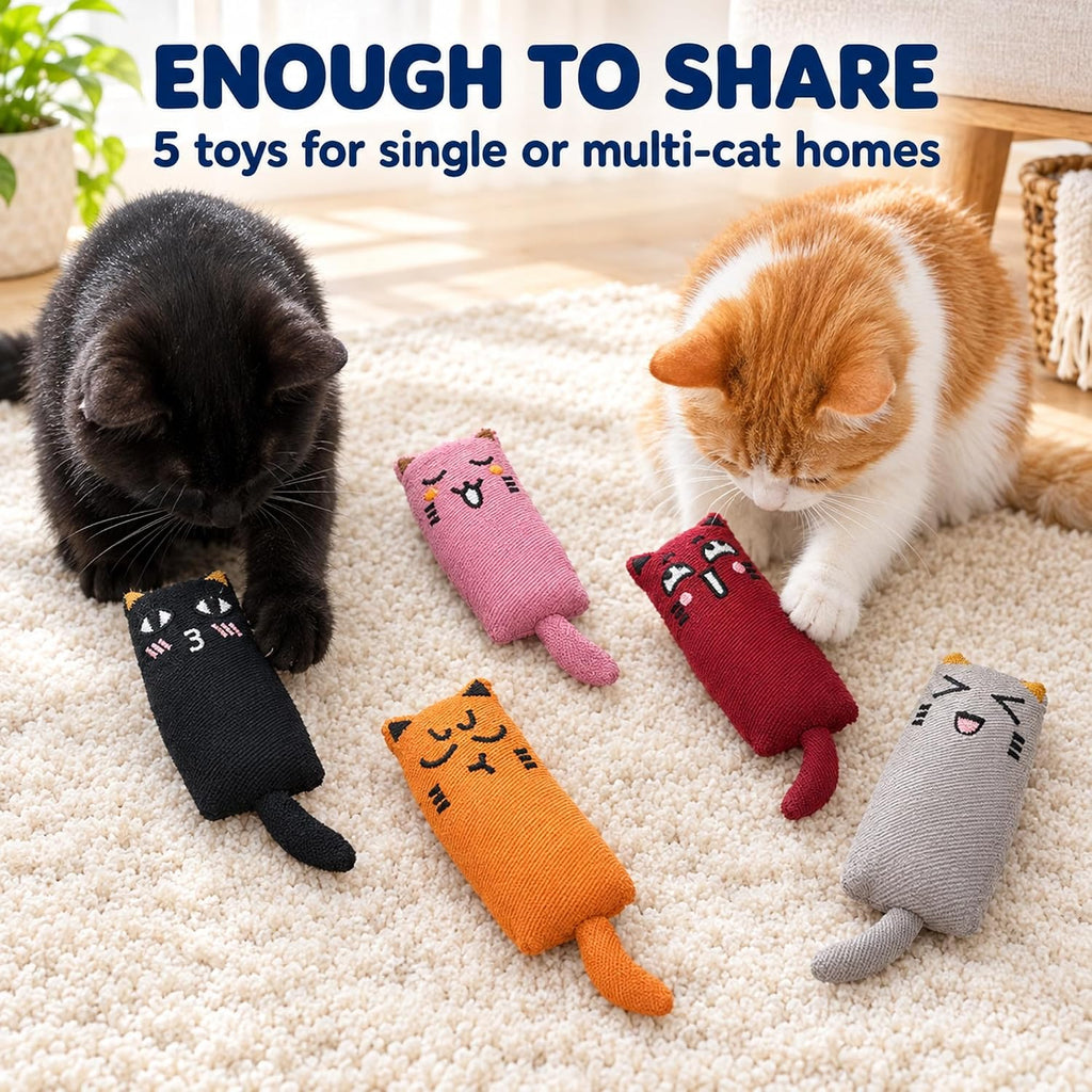 5 Pack Cat Kicker Toys, Soft Plush Cat Toys, Assorted Colors, Plush Toys
