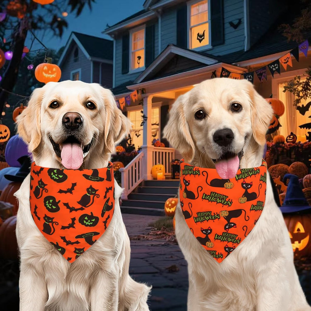 Halloween Dog Bandanas XLarge 3PCS, Fall Scarf for Boy Girl