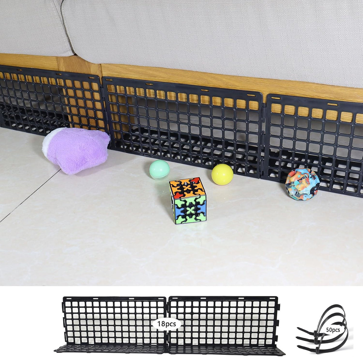 18 PCS Pet&Toy Blocker for Under Bed, Stops Pets from Crawling Under Couch