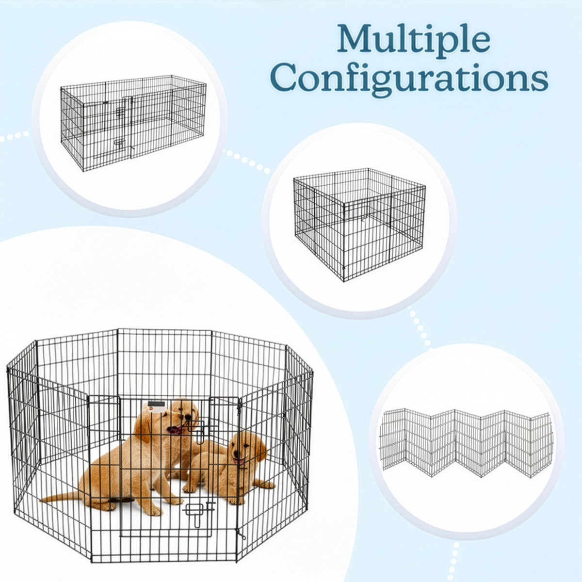 Dog Playpen - Foldable Metal Exercise Puppy Play Pen with 8 24x30in Panels - Indoor/Outdoor Pen with Door for Dogs, Cats or Small Animals by PETMAKER
