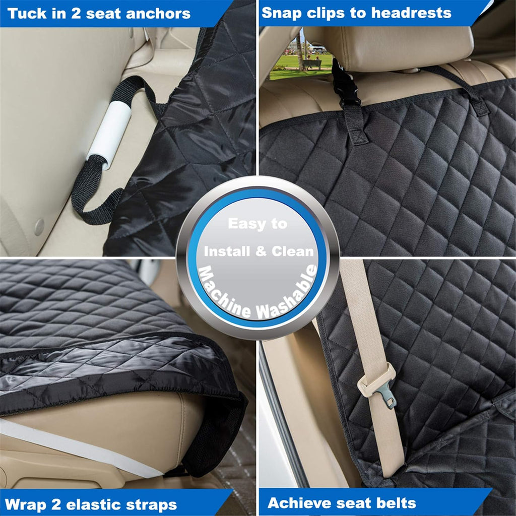 VIEWPETS Bench Car Seat Cover Protector, Waterproof Heavy-Duty, Black