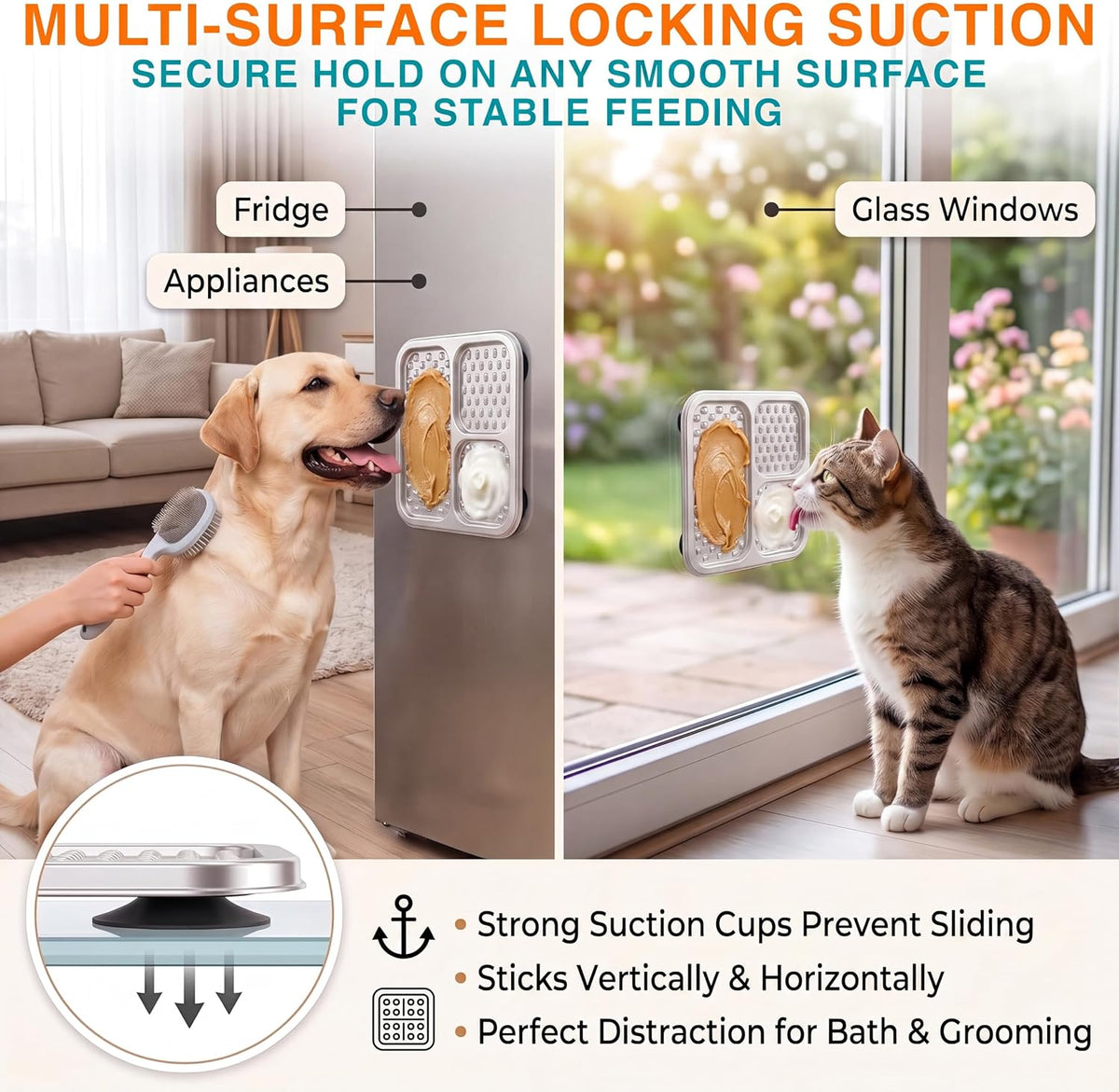 2 Pack - Stainless Steel Lick Mat for Dogs & Cats, Large Non-Slip Slow Feeder Pad with Suction Cups, Chew-Proof Dog Lick