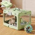 Hard Cat Carrier Foldable,Portable Dog Crate with Ventilation & Raised Separation Meshs Floor,Dog Travel Crate,Collapsib