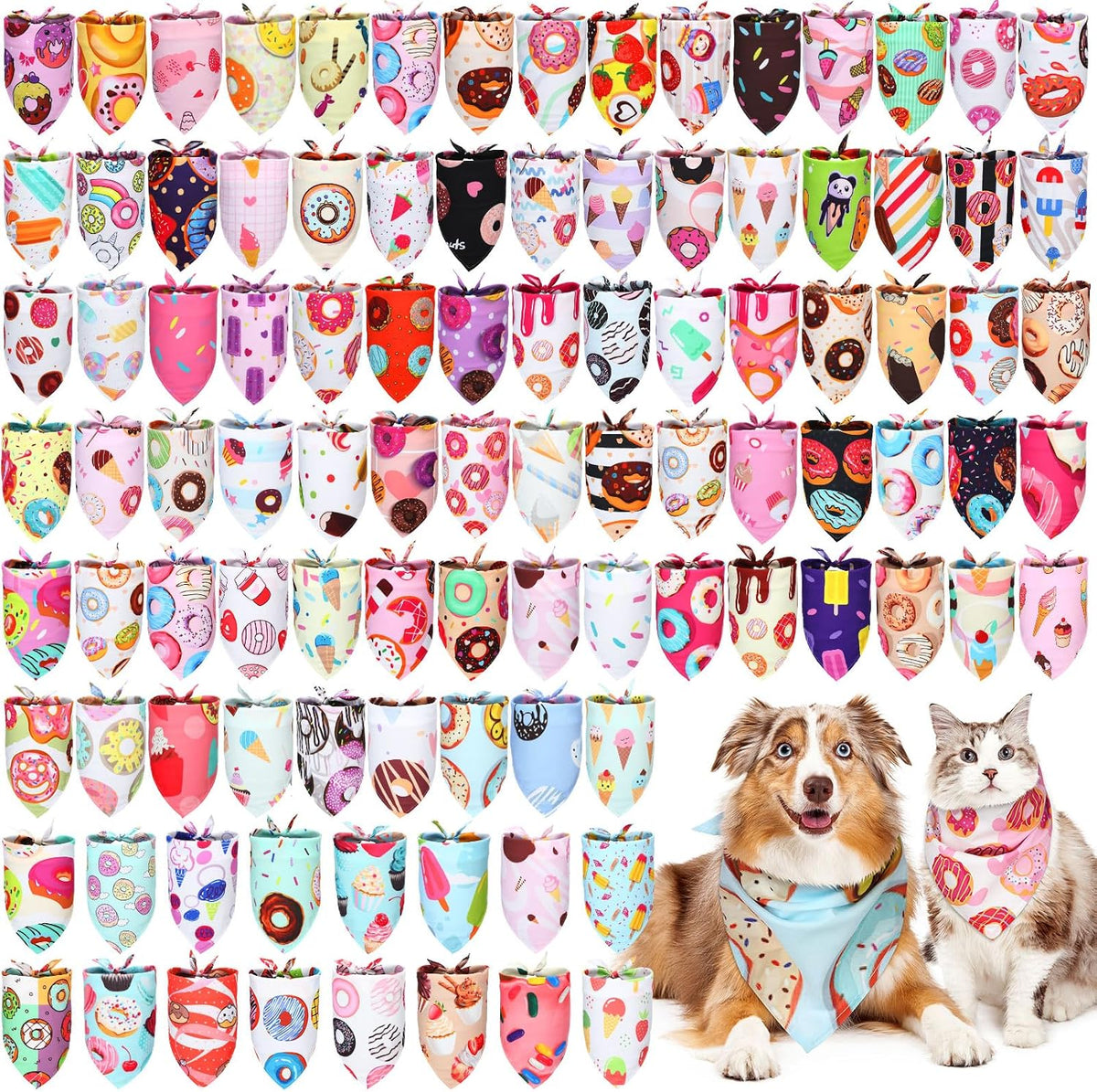 Huhumy 100 Pcs Thanksgiving Fall Dog Bandanas Bulk Fall Bandana for Dogs
