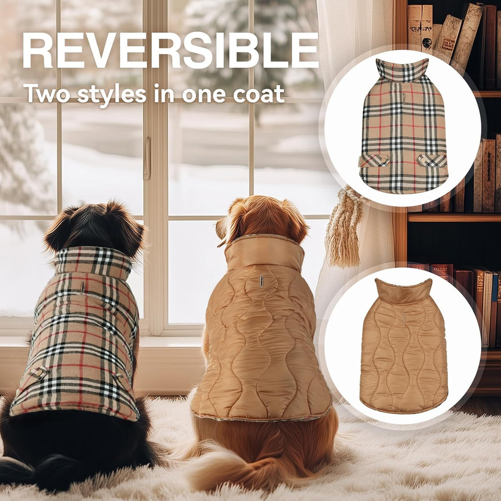 VIVAGLORY Dog Winter Coat Softjoy Warm Dog Jacket, M, Khaki