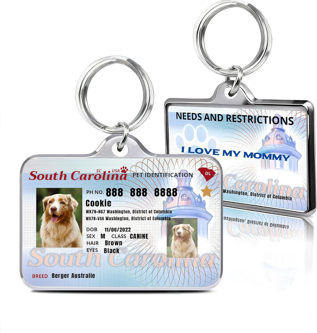 Personalized Dog & Cat Tags with Photo - Custom Driver License Pet ID Tag