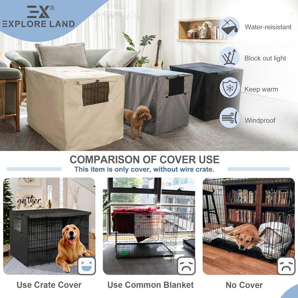 Explore Land Dog Crate Cover, 42 inches, Black