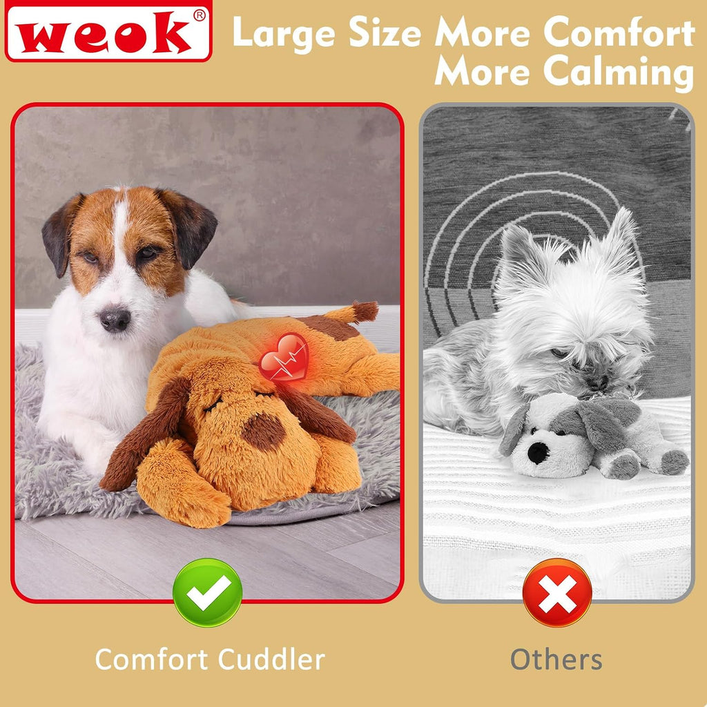 WEOK Heartbeat Puppy Toy, Comfort Cuddler Pillow, Dog Anxiety Relief Calming Aid,Heartbeat Stuffed Toy for Dogs,Puppy He