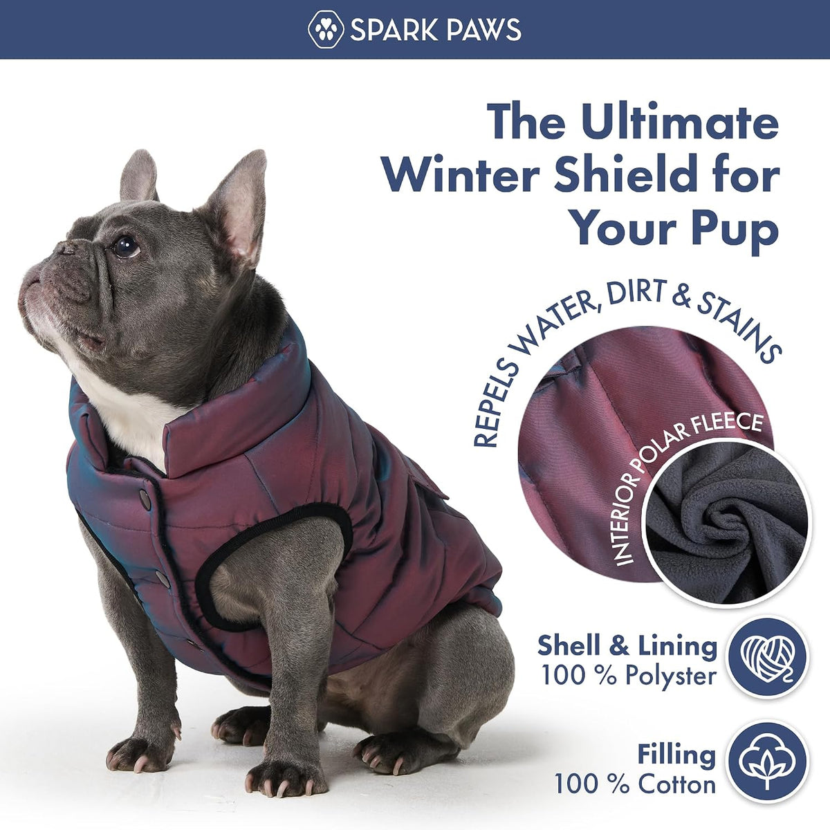 Spark Paws Dog Winter Coat Jacket - Warm Dog Clothes for Small Large Dogs