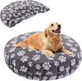 Washable Dog Bed Covers Replacement Round Waterproof Bed Cover for Dog Soft Pet Bed Cover with Lovely Dog Paw Print and 