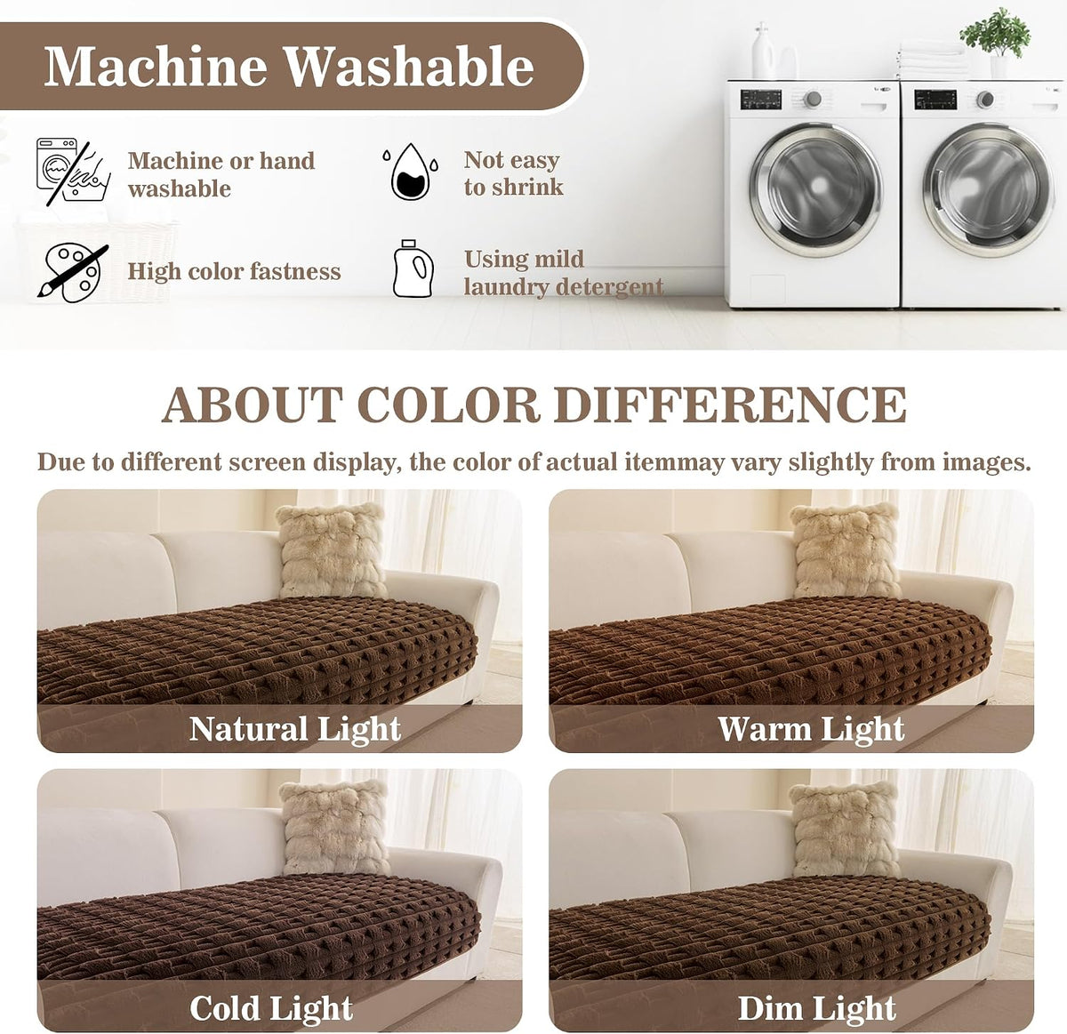 MYSKY HOME Waterproof Couch Covers for Dogs Washable, Chocolate, 35"x71"