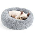 Hoewina Dog & Cat Bed for Indoor Cats, 20in Calming Donut Bed (Light Grey)