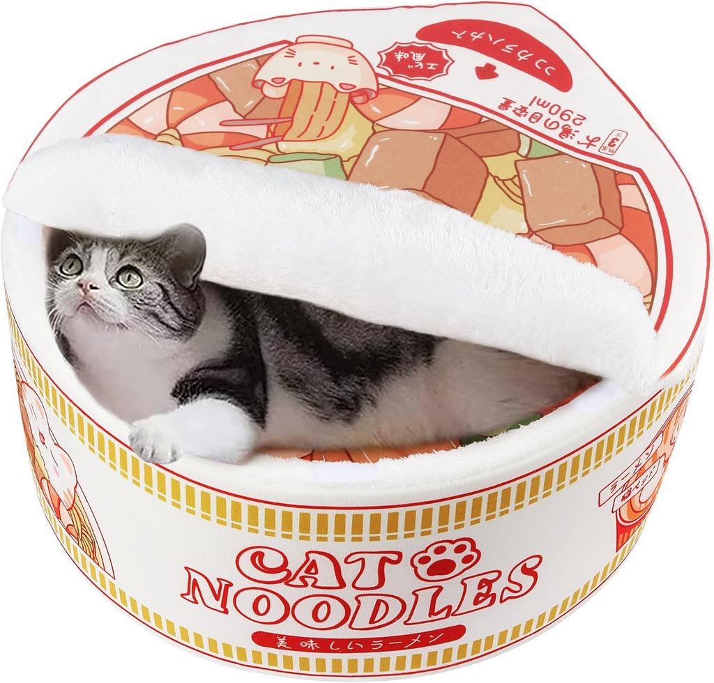寵幸 Ramen Noodle Cute Cat Bed,Soft Warm Washable Kitten Bed
