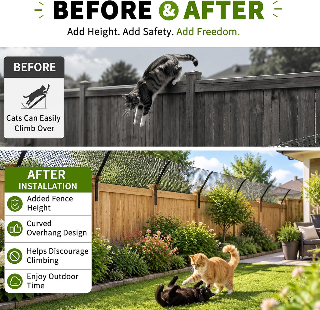 Cat Fence Outdoor Barrier 33FT with 8 Kits,Cat-Proof Fence Topper System