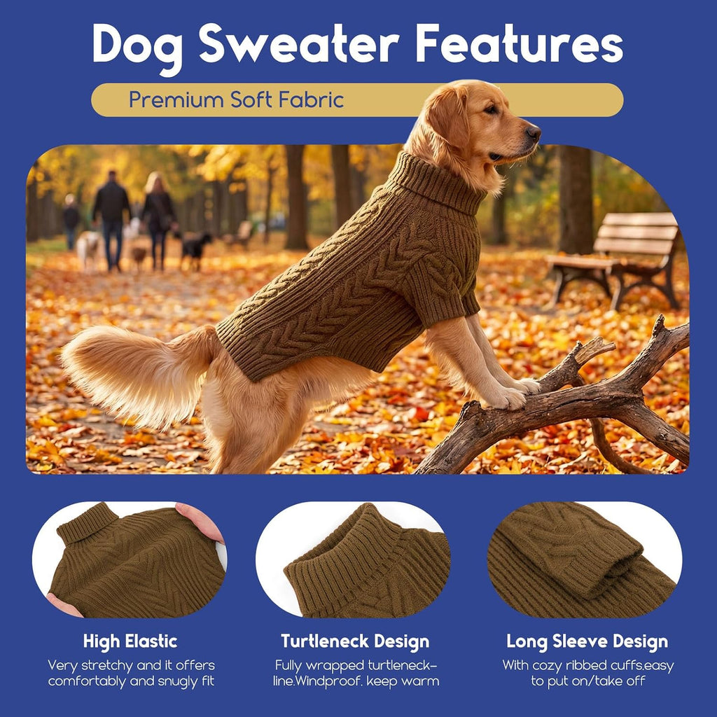 ASENKU Dog Sweater for Extra Large Dogs, Warm Knit Sweater for Labrador