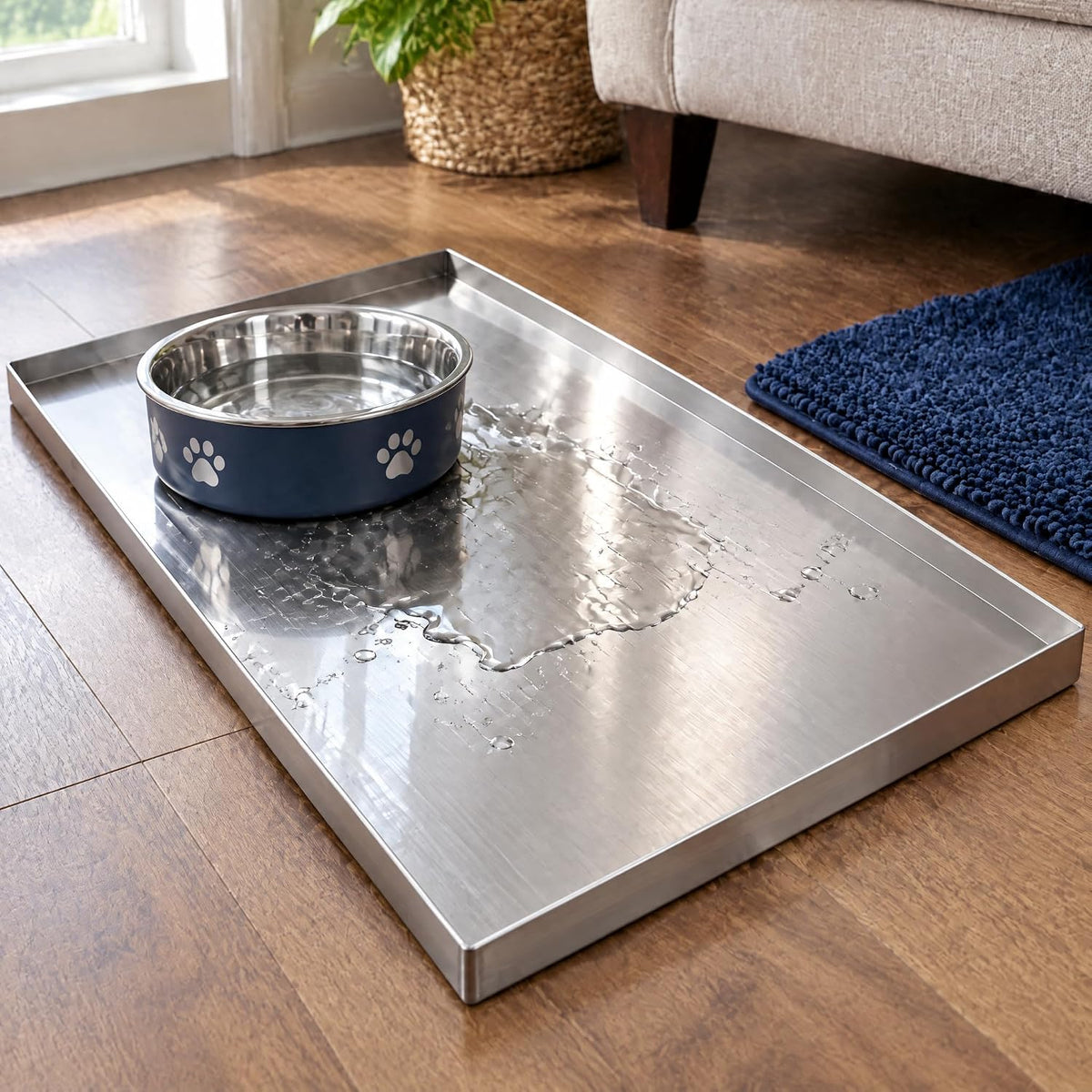 Stainless Steel Dog Crate Pan Replacement 35 inch, Chew-Proof Tray