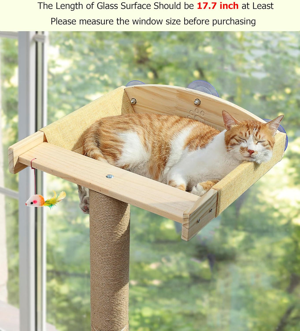 Cat Window Perch with Scratching Post, 46-Inch Tall Climbing Tree & Hammock