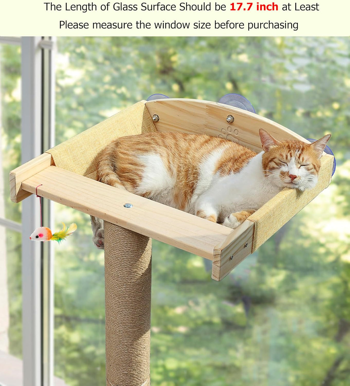 Cat Window Perch with Scratching Post, 46-Inch Tall Climbing Tree & Hammock
