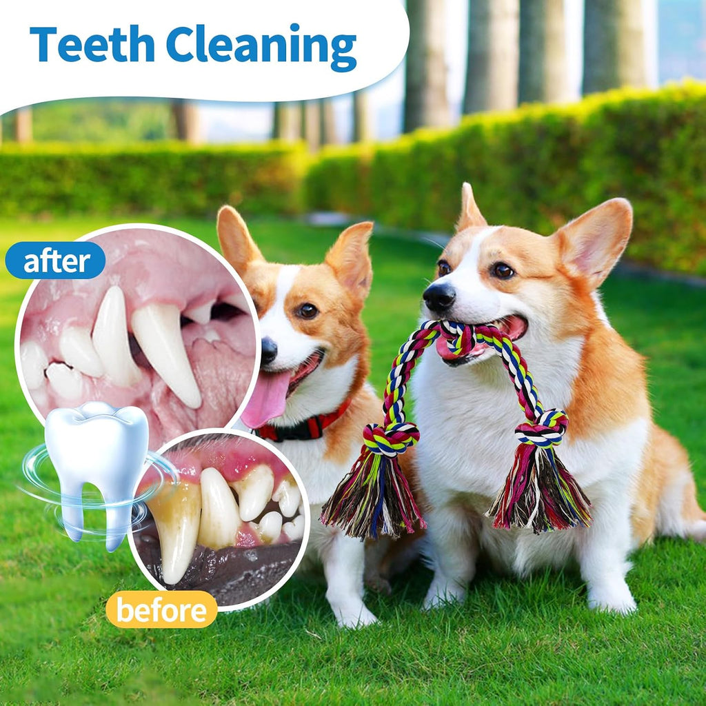 WDZZHOT [2 Pack] Dog Rope Toys, Dog Chew Toy for Medium and Small Dogs, 3 Knots Heavy Duty Puppy Rope Toy, 100% Cotton T
