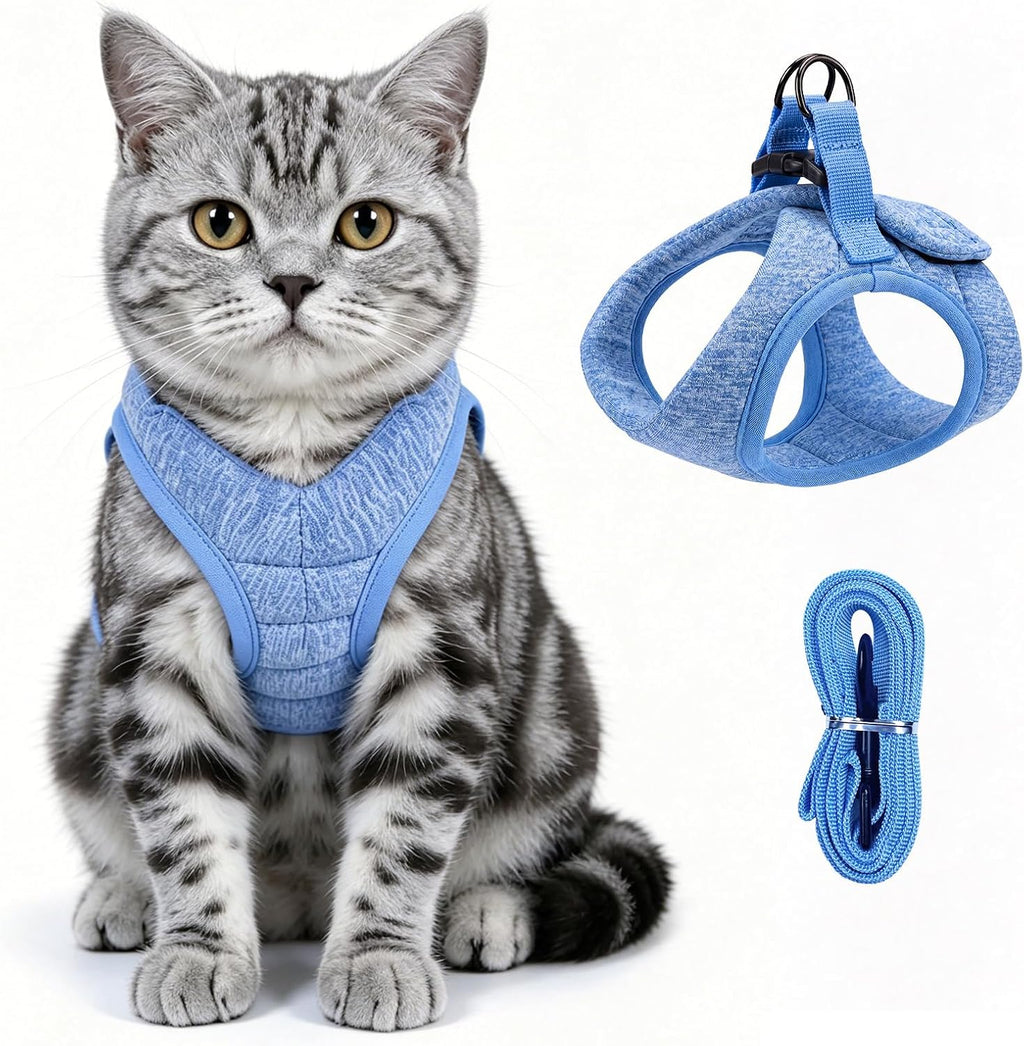 Cat Harness and Leash - Ultra Light Escape Proof Kitten Collar Cat Walking Jacket with Running Cushioning Soft and Comfo