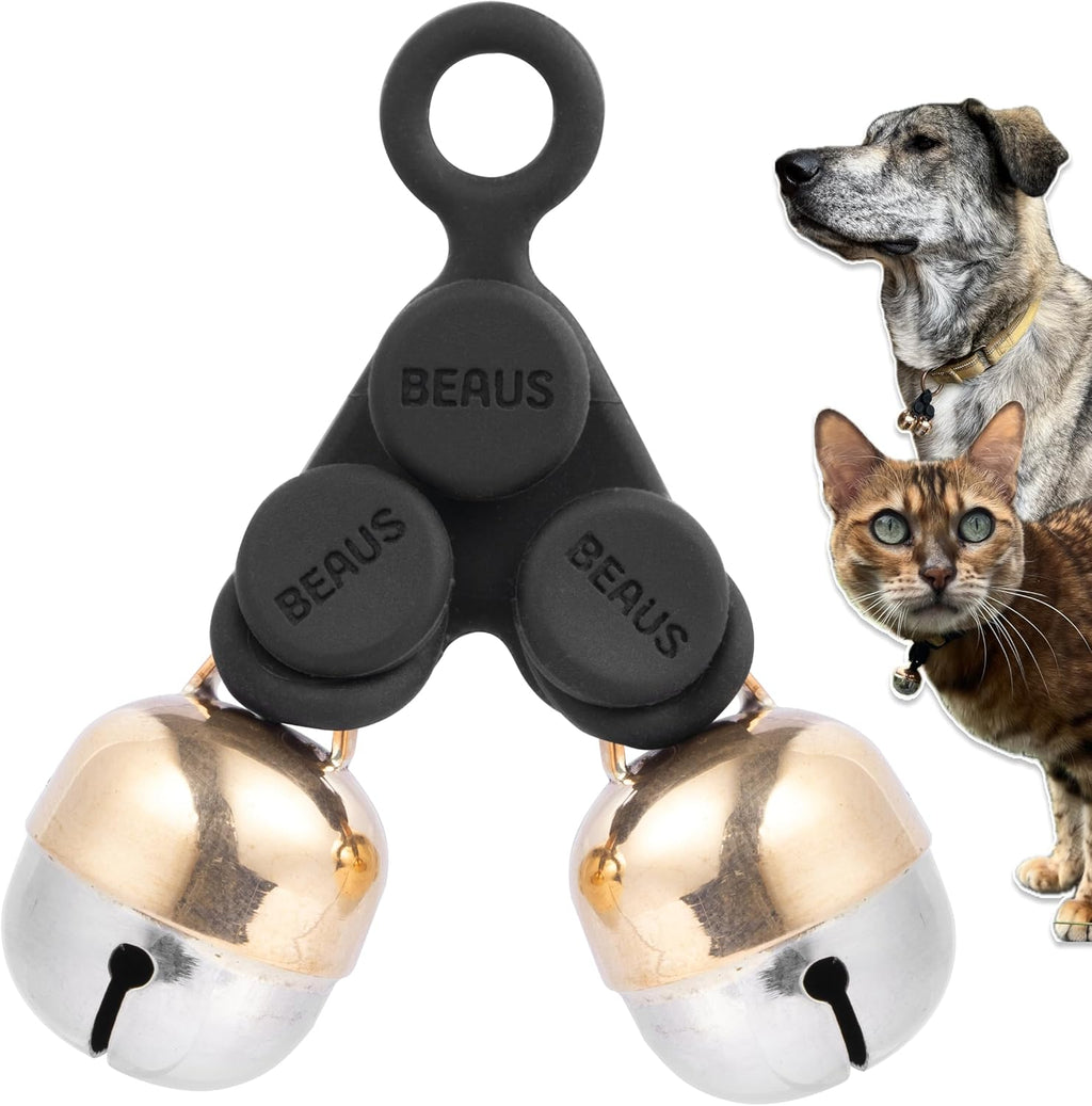 Beau's Bells V2 | Cat & Dog Collar Bells with New Quick Loop Easy Release Clip | Handmade Copper | Track Your Pet | Prot