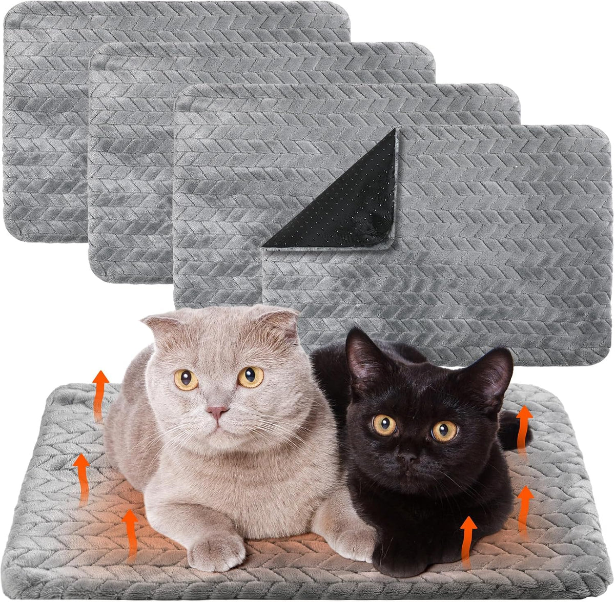 Drydiet 4 Pack Self Warming Cat Bed Mat Self Heating Pad for Dog Extra Warm Winter Pet Pad Washable Thermal Pads Mats fo