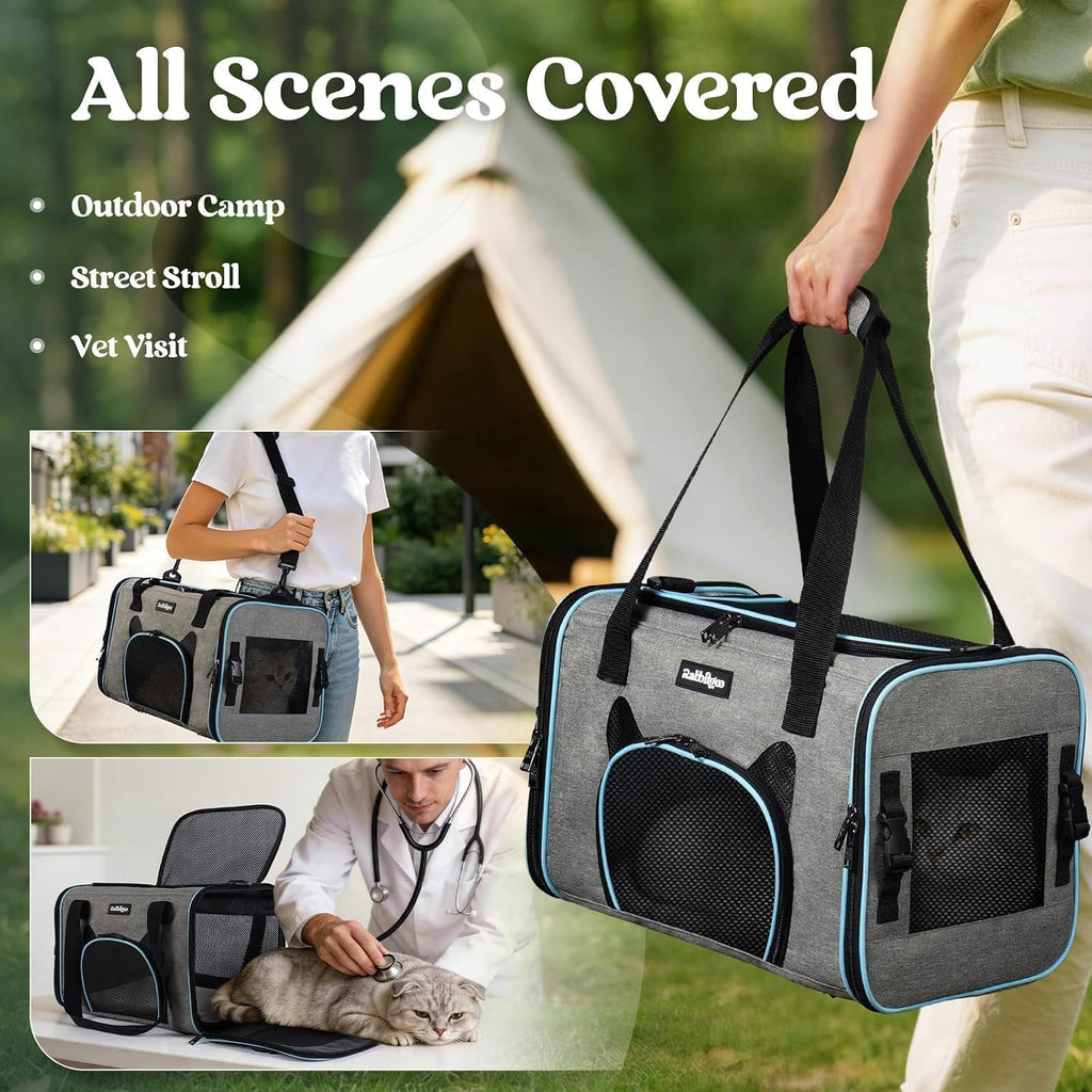 rabbitgoo Cat Carrier Soft with Safety Buckles, Sturdy Comfortable Pet Bag