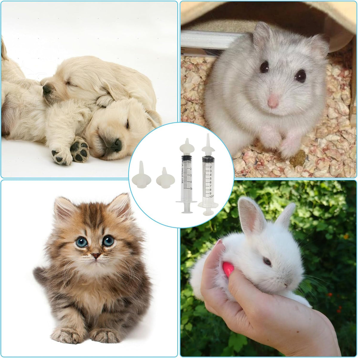 Kitten Nipples for Feeding Puppy Bottle with Nipple and Syringe