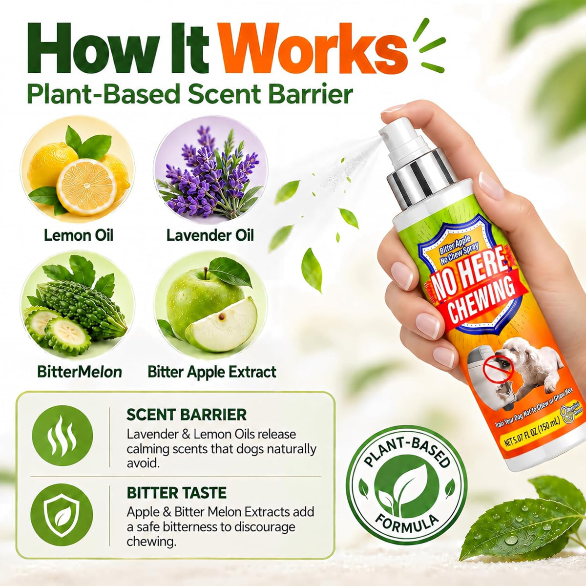 Bitter Apple Spray for Dogs – No Chew Spray to Stop Chewing, Licking & Biting, Natural Bitter Dog Training Spray, Anti C