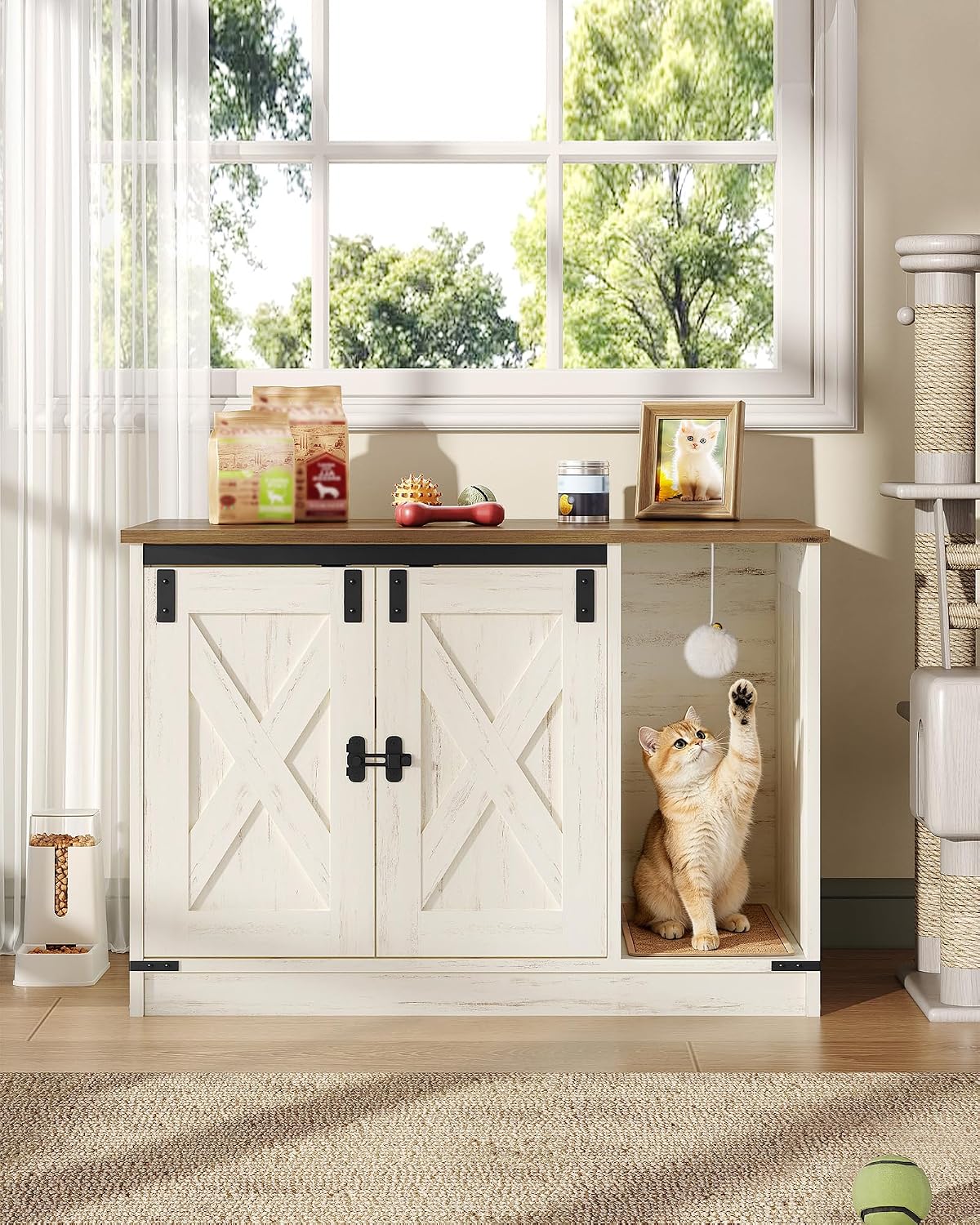 Hzuaneri Cat Litter Box Enclosure, Hidden Litter Box Cabinet Furniture