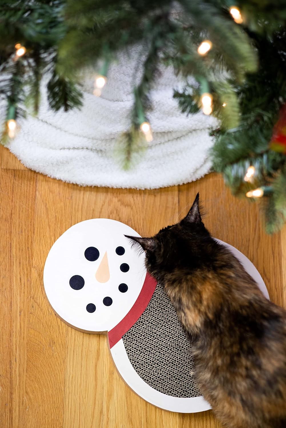 Pearhead Snowman Cat Scratching Pad, Reversible Christmas Cat Scratcher