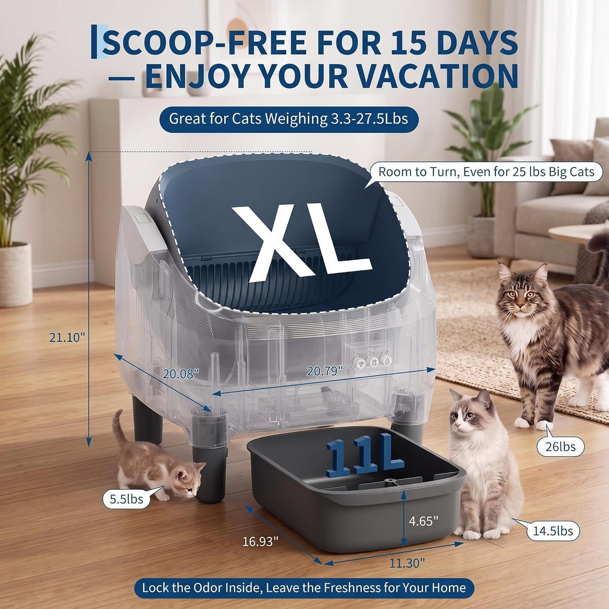 Self Cleaning Litter Box for Multiple Cats, Smart Automatic Litter Box