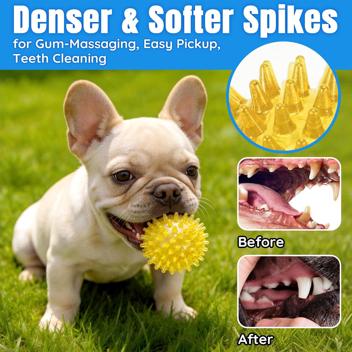 LECHONG 12-Pack Squeaky Spiky Dog Balls, 2.5" Balls for Small Medium Dogs