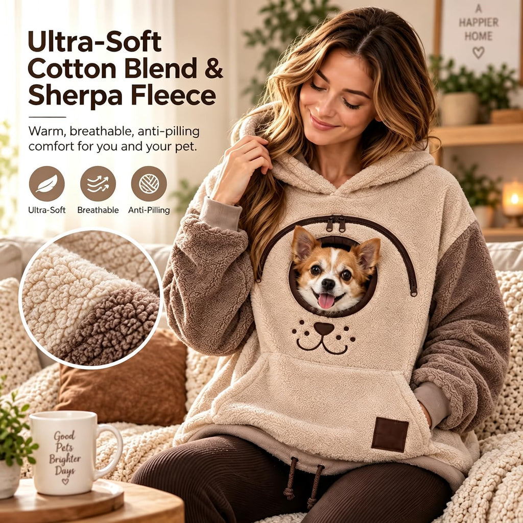 Cozy Pet Carrier Hoodie – Built-In Pouch for Cats & Small Dogs