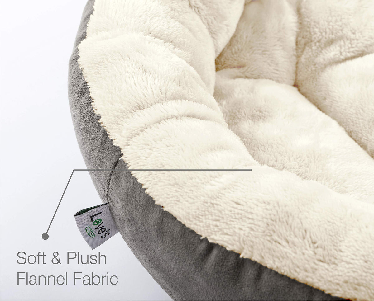 Love's cabin Round Donut Cat and Dog Cushion Bed, 20in Bed for Cats or Small Dogs, Anti-Slip & Water-Resistant Bottom, Super Soft Durable Fabric Pet Beds, Washable Luxury Cat & Dog Bed Gray