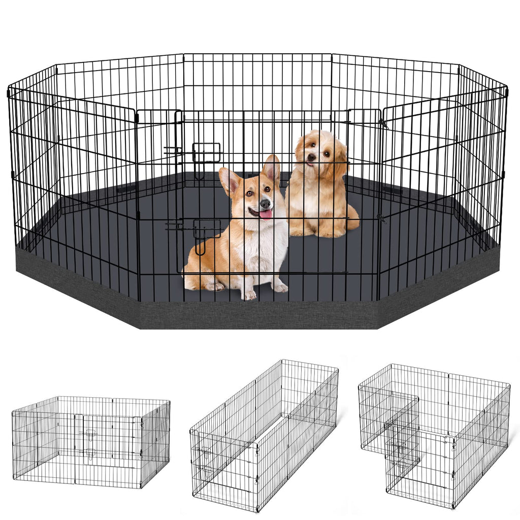 PEEKABOO Foldable Rustproof Dog Playpen with Octagonal Bottom Pad and door